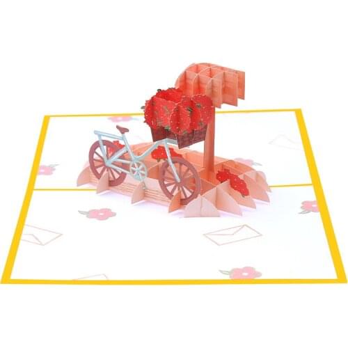 10pcs Wholesale 3D Handmade Sending Love Bicycle Mailbox Paper Invitation Greeting Cards PostCard Wedding Birthday Party Gift