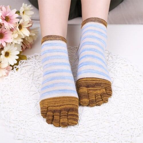 3 Pairs Five Finger Socks Female Five Toe Striped Cartoon Japanese Cotton Socks Women Animal Toe Socks