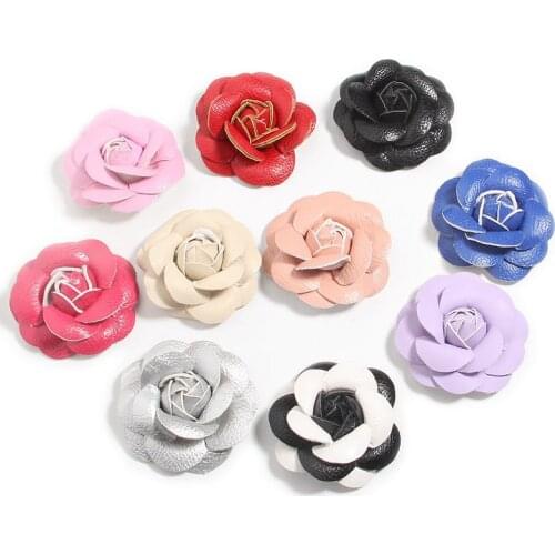5Pcs 6cm 2.36" Leather Flowers for Baby Girls Hair Accessories HeadWear Flower Bouquet For Headbands