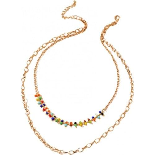 50%HOT Fashion Women Bohemian Colorful Beads Necklace Adjustable Chain Jewelry Gift