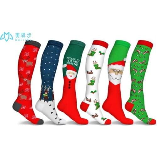 6 Pairs Per Set Christmas Running Compression Socks for Men & Women Travel Workout Nurse Athletic,Circulation Recovery Stockings