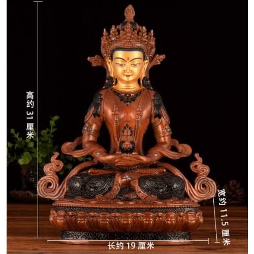 800 # 12 inch large -GOOD Buddha Buddhist bless family Safety Health efficacious Protection Tibet Amitayus Buddha statue