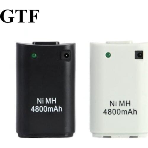 Gtf 4800mah battery for xbox 360 white / black rechargeable battery ni-mh + charging cable usb for wireless control of xbox 360