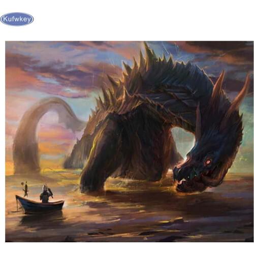 5D Diy Diamond Painting Dragon Fishing Knight Diamond Mosaic Handicraft Rhinestones Embroidery Cross Stitch home decoration