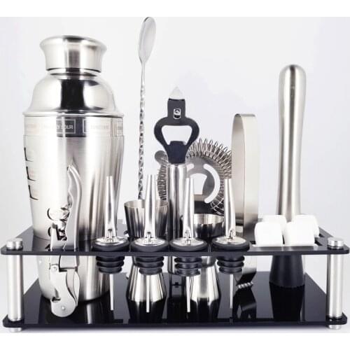 Bar Tools Accessories Can Opener Bar Spoon Wine Cork Pourer Strainer Stainless Steel 1-19 Pcs Boston Glass Cocktail Shaker