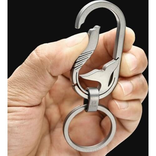 Titanium Men Women Car Key Chain Cute Whale Creative Shape Ultra Titanium Key Chains Jewelry for Key Rings Holder Best Gifts