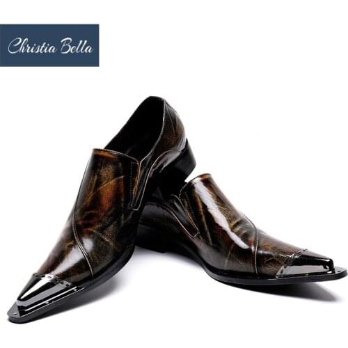 Christia Bella Mens Dress Shoes Flats Genuine Leather Wedding Shoes Mens Formal Business Social Shoes Man Oxfords Shoes for Work