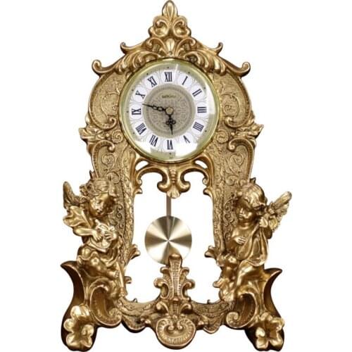 European Style Home Decoration Angel Oendulum Clock Living Room Fireplace Luxury Retro Wine Cabinet Porch TV Cabinet Furnishings