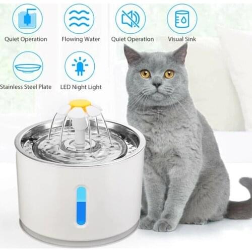 2.4L Cat Water Fountain Dog Drink Bowl Active Carbon Filter Automatic Pet Drinking Electric Dispenser Bowlsled Electric Mute Usb