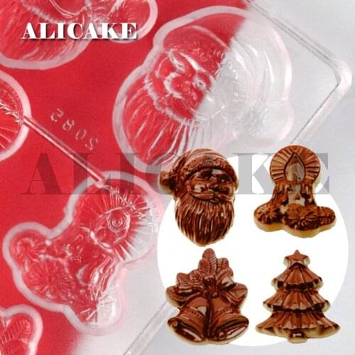 Polycarbonate Chocolate Mold Thick Food Grade Christmas Mould Santa Claus for Chocolate Form Bakery Mold Baking Pastry Tools