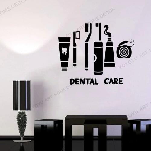 Art Vinyl Decal Wall Sticker Dental Care Clinic Dentist Toothbrush Dental Salon Shop Logo Murals For Window &Door Decor WZ102