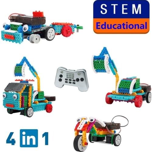RC Toys 128Pcs/Set 4 In 1 DIY STEM Toys Variety Electronic Assembly Building Blocks Model Toy Children Remote Control Blocks Toy