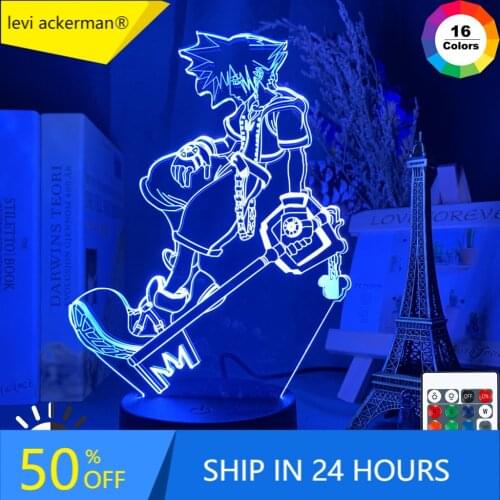 Game Kingdom Hearts Sora Keyblade Figure Child Night Light Led Color Changing Kids Bedroom Decor Nightlight Sora Lamp Bedside