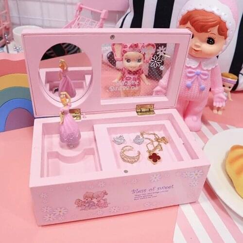 Jewelry Music Box Classic Rotating Dancer Ballerina Piano Pink Clockwork Plastic Girls Hand Crank Music Mechanism Christmas Gift