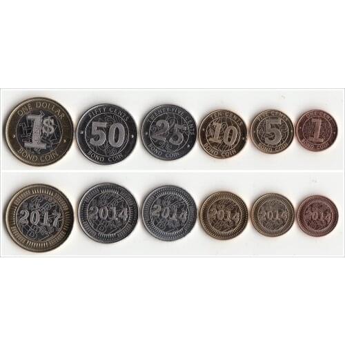 Zimbabwe 6 Pieces Set Coins Africa New Original Coin Unc Collectible Edition Real Rare Commemorative 2014-17 Edition