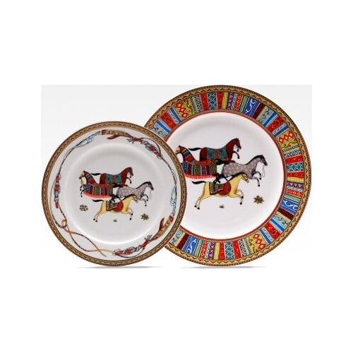 Creative Tableware Dinner Plate Coffee Cup Ceramic Plate Household Flat Deep Steak Plate Bowl Breakfast Dinner Tableware