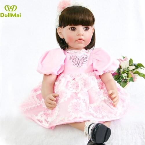 24" Reborn Baby Doll Girl Newborn Lifelike Realistic Baby Doll Gifts Soft Vinyl princess toddler bebe Doll reborn child gift