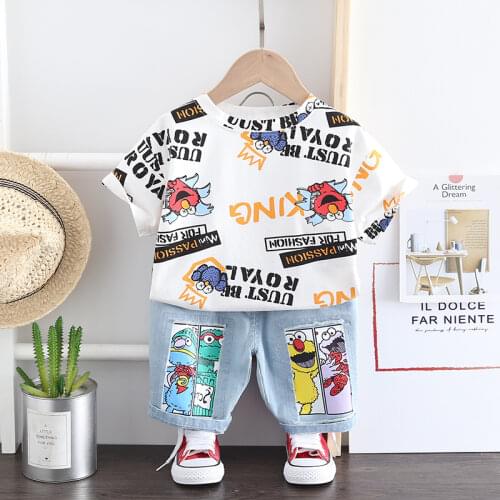 Summer Casual Toddler Baby Boys/Girls Clothing Suit 2021 New Children Cartoon Printed Top + Shorts 2 pc/Set Fashion Kids Clothes