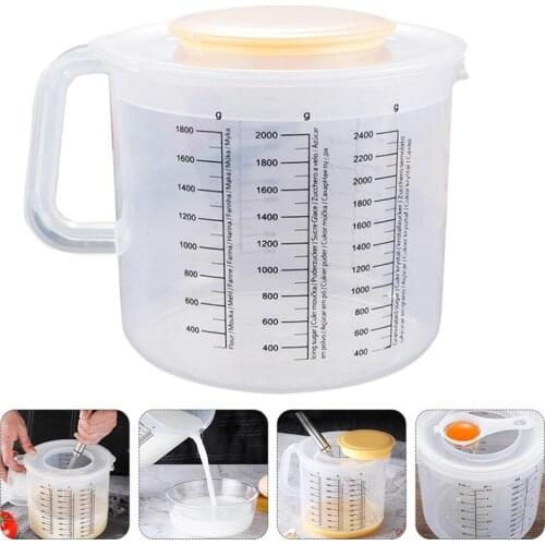 1PC 2.5L Baking Measuring Cup Scale Household Mixing Bowl with Lid For Home Kitchen Baking(White)