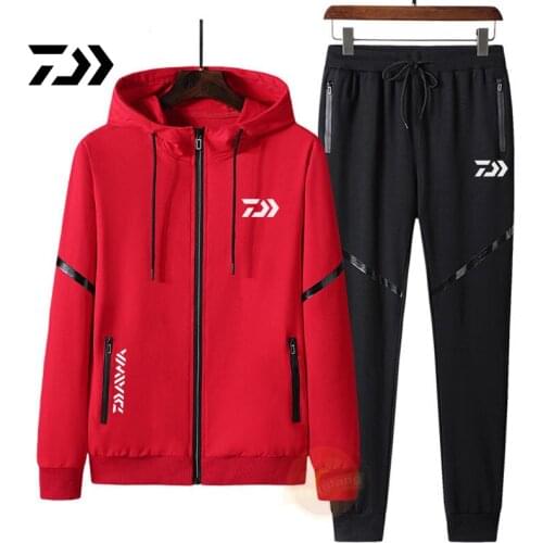 Fishing Men Outdoor Daiwa Waterproof Breathable Casual Fishing Hoodie Jackets Camping Sport Clothing Jacket and Pants Set 8282