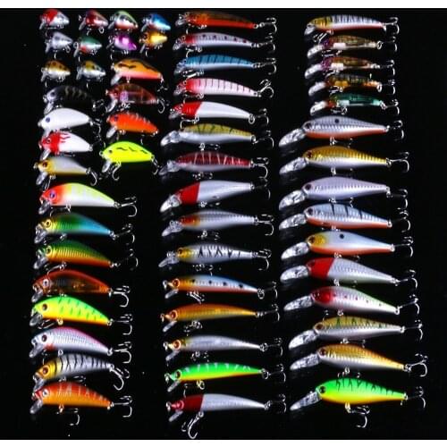 56Pcs/lot Almighty Mixed Fishing Lure Kit Wobbler Crankbaits Swimbait Minnow Hard Baits Spiners Carp Fishing Tackle