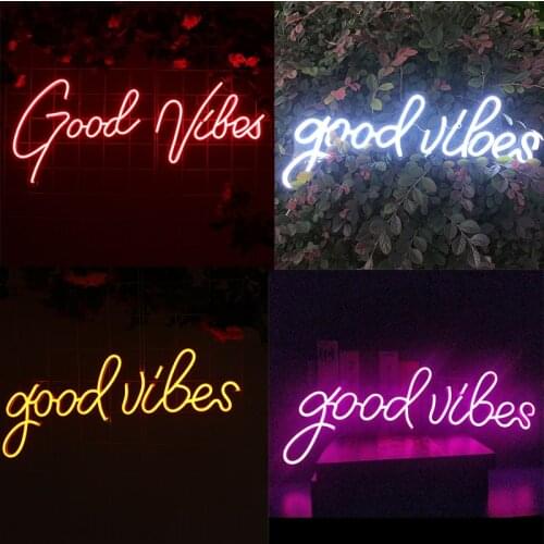 Good Vibes Personalized Name Custom Neon Sign Lights For Room Led 3D Acrylic Wall Hanging Office Home Decor Flex Shop Bar Sign