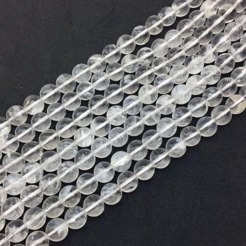 New Beads Natural Clear Rock Crystal Stone Not Glass Smooth For Jewelry Making Bracelet Necklace 4/6/8mm/10/12 mm