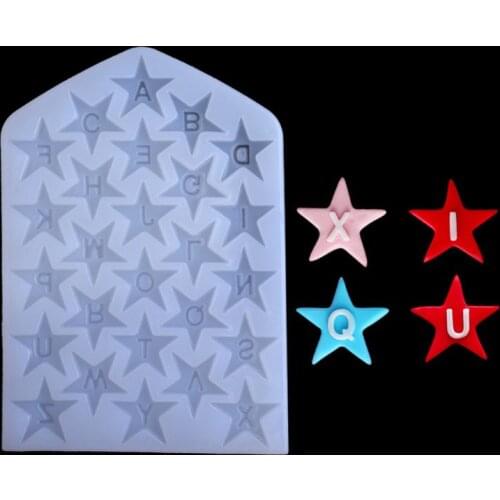 New Epoxy Resin Molds 26 Letters Star Silicone Fondant Chocolates Mold DIY Resin Jewelry Baking Tool