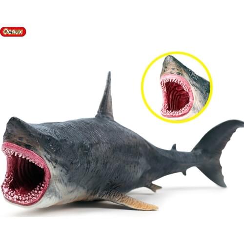 Oenux New Marine Sea Life Savage Megalodon Action Figure Ocean Animals Big Shark Model Collection Toy For Kids Birthday Gift