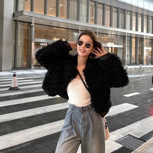 OFTBUY 2020 Luxury Black Bomber Parka Real Fur Coat Winter Jacket Women Natural Wool Fur Outerwear Thick Warm Genuine Leather
