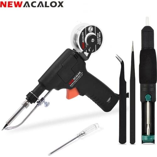 NEWACALOX EU/US 60W Automatically Send Tin Gun Adjustable Temperature Soldering Gun Hand-held Internal Heating Rework Station