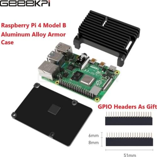 Raspberry Pi 4 4G Aluminum Alloy Armor Case Passive Cooling Metal Enclosure with 40 Pin Header for Raspberry Pi 4