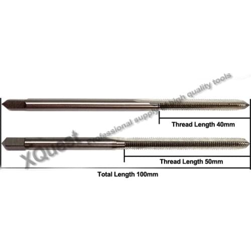 XQuest HSS Long Thread Shank Hand Taps M3 M4 M5 M6 M8 100MM 40MM 50MM Thread Length Straight Flute cutting extended handle tap