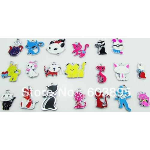 S851! Free Shipping 100Pcs/Lots Enamel mixed cat charms for key (if you buy 500pcs or more Free shipping for dhl or fedex )