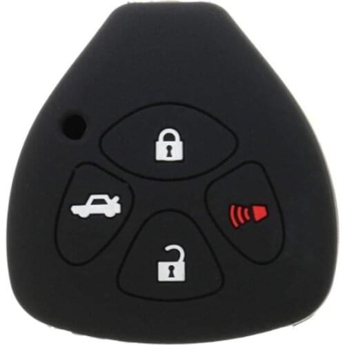 Car Key Case Cover Silicone 1pcs Black No Cutting 4 Button Toyota Durable For TOYOTA Remote Control Keychain Styling Accessories