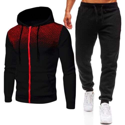 New Tracksuit Gradient color Set Men Sportswear Hooded Track suit Male Sweatshirt Sweatpants Fashion Street suit Two-piece Sets