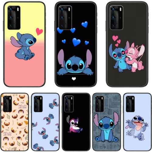 Disney Stitch Cute Phone Case For Huawei P 40 30 20 10 9 8 Lite E Pro Plus Black Etui Coque Painting Hoesjes comic fashion