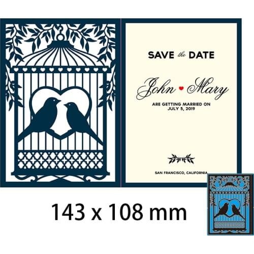 Cutting Dies Creative Hollow Birds in Cage Decor New for Decoration Scrapbooking Stencil Paper Craft Album Template 143*108mm