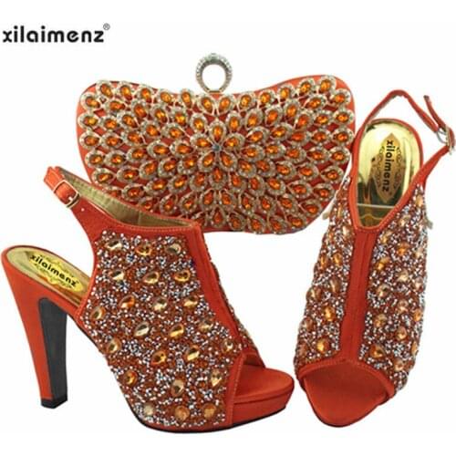 Decorated With Rhinestone Shoes And Bag Set 2019 Special Design African Women Matching Shoes And Bag Set Italian For Wedding