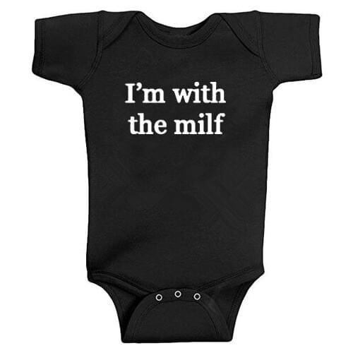 I Am with the Milf Baby Bodysuit Cotton Baby Boy Girl Clothes Infant Short Sleeve Combination Body Infants Newborn Baby Clothes