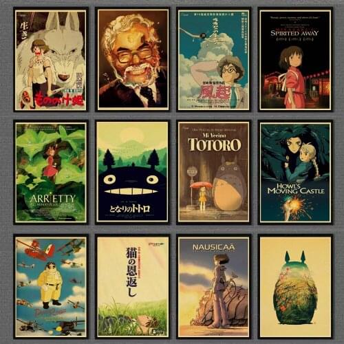 Janpnese Anime Canvas Painting Miyazaki Hayao Works My Neighbor Totoro Wall Art Poster and Print Pictures for Living Room Decor