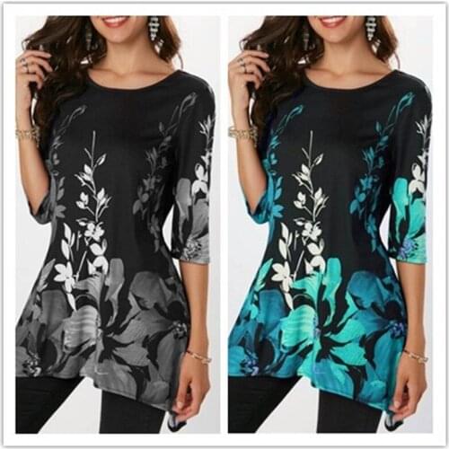 New Arrival 2021 Spring Summer T Shirt Tops Women Half Sleeve O-neck Print T Shirt Casual Vintage Floral T Shirt Plus Size 5xl