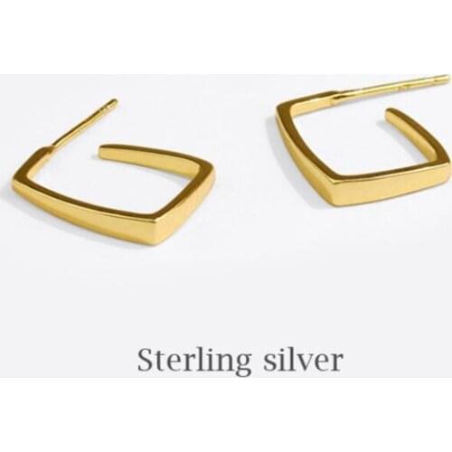 Sole Memory Personality Geometry Square 925 Sterling Silver Fashion Female Stud Earrings SEA809