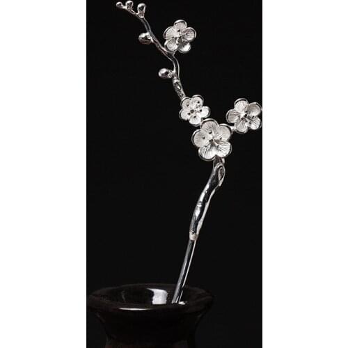 S925 Sterling Silver Plum Hair Sticks Headbands For Women Elegance Lady Hairpins Fashion Hair Clip Hair Accessories Headwear