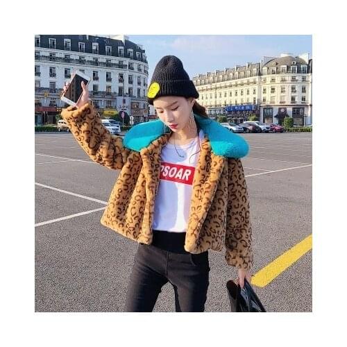 Top brand Faux Women Short Fur Leopard Rex Rabbit Fur M5 high quality