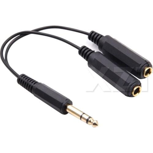 1Pcs 6.35mm ( 1/4" ) Stereo Male to 2 X 6.35 Female Y Splitter Adapter Audio Cable 20cm Double 6.5mm Amplifier Cord