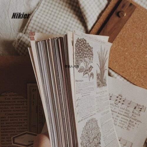 190 Sheets Vintage Old Books Material Papers Decorative Stickers Daily Planner Photo Album DIY Scrapbooking Label Stationery