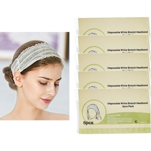 30Pcs Disposable Spa Facial Headbands Non-Woven Cloth Hair Band Soft Skin Care for Women Girls Makeup Bathroom Supplies White