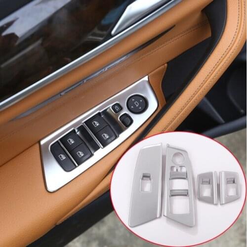 ABS Chrome Interior Car Window Lift Switch Button Frame Cover Trim For BMW 5 Series G30 2018 Car-Styling for Left Hand Driver