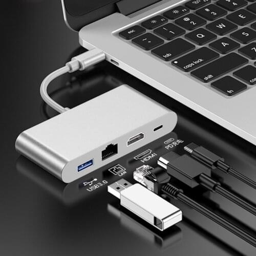 Type C Thunderbolt 3 to HDMI Gigabit Lan RJ45 Ethernet Adapter USB-C PD USB 3.0 Hub for MacBook Galaxy S8 S9 Huawei Mate10